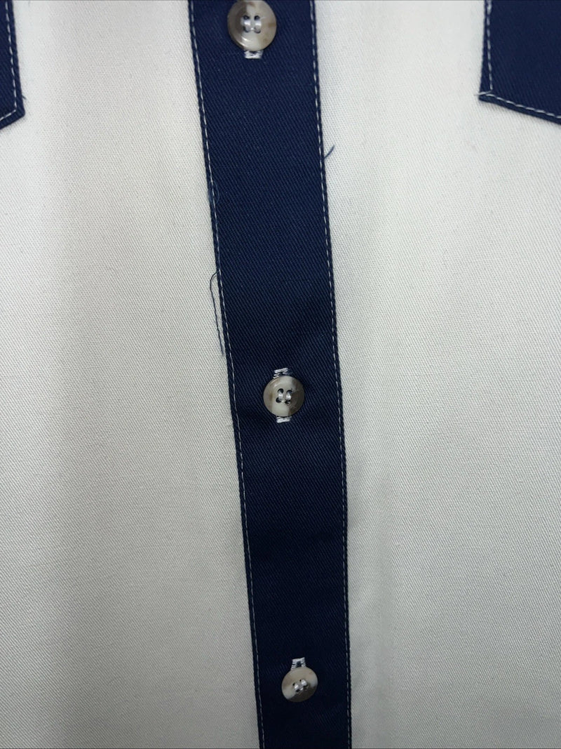 New Mens Navy White Cowboy Threads Button Up Long Sleeve. Medium I-40