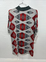 New Men’s Panhandle Slim Gray Red Western Design Short Sleeve Polo Medium K-73