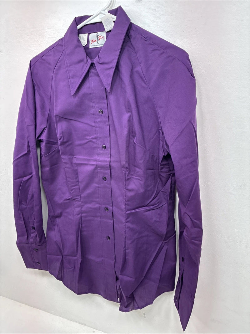 New Women’s Tem Tex Purple Long Sleeve Pearl Snap Size 38 II-21