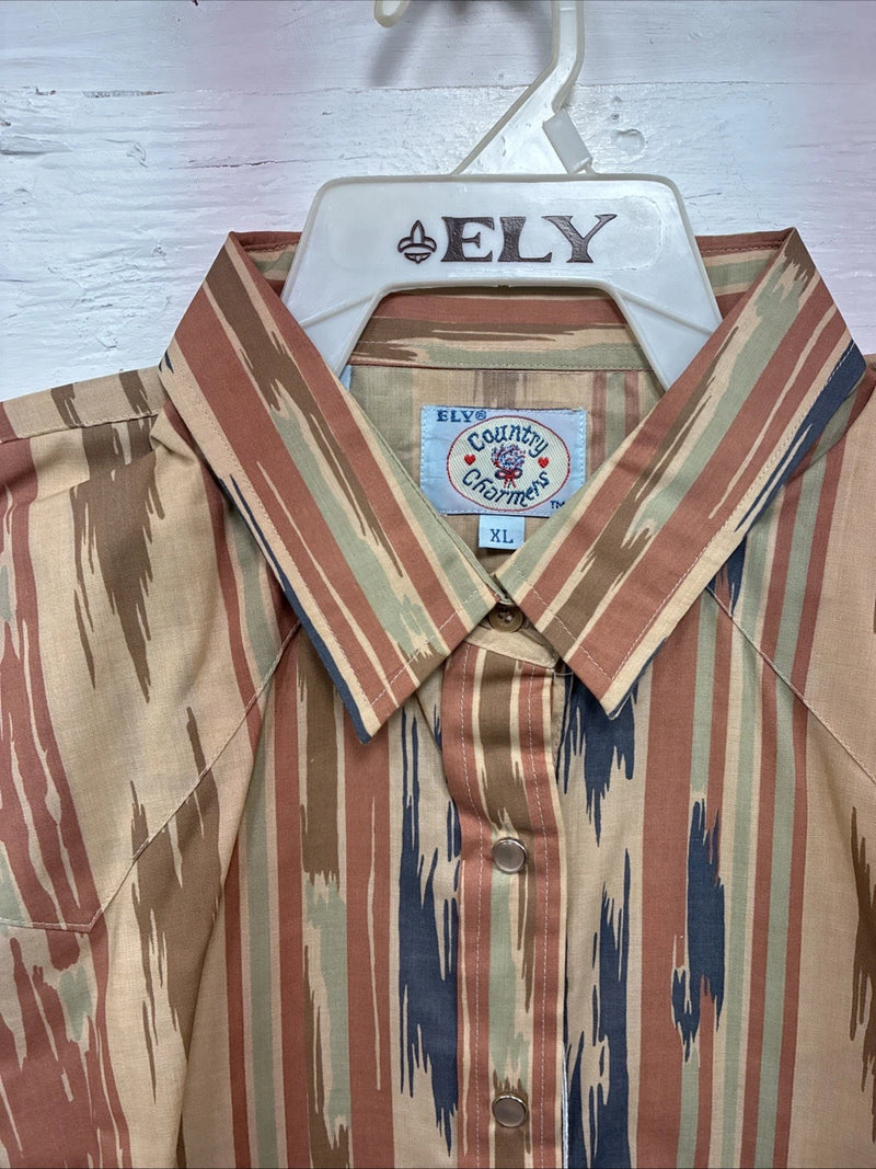 New Men’s Country Charmers Multicolor Camo Print Long Sleeve Pearl Snap XL M-93
