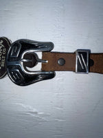 New Brown Genuine Leather Nocona Silver Animal Pendent 24” Belt #605 NN-62