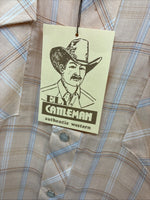 New Men’s ELY Cattleman Coral Plaid Short Sleeve Pearl Snap Large J-79