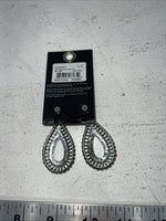 New Women’s Rock 47 Silver Hoop Oval Earrings. ER2649R47 A-68