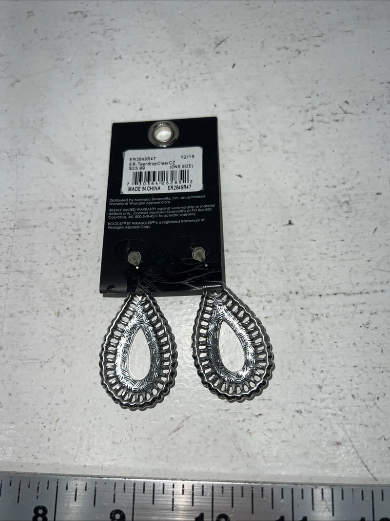 New Women’s Rock 47 Silver Hoop Oval Earrings. ER2649R47 A-68