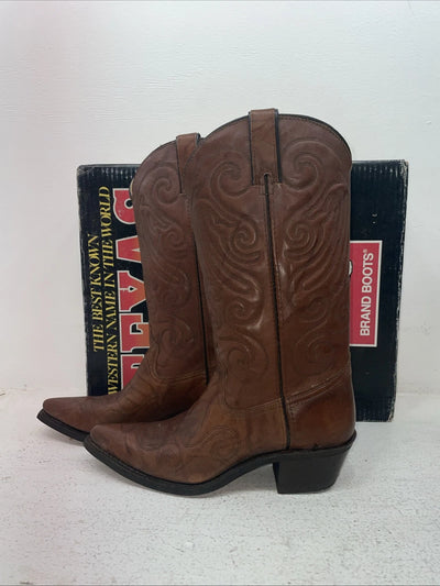 New Men’s Brown Texas Brand Cowboy Boots. 6091 8.5 8 1/2 D. 3-110