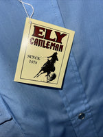 New Mens Blue ELY Cattleman Short Sleeve Pearl snap Shirt. 17 XL S-1