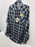 New Men’s ELY Cattleman Grey Black Long Sleeve Pearl Snap 3XL E-39