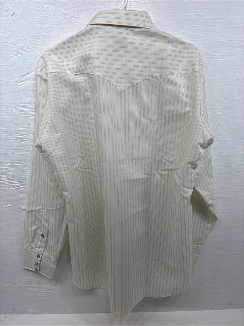 New Men’s California RanchWear Yellow Stripe Long Sleeve Pearl Snap Large M-31