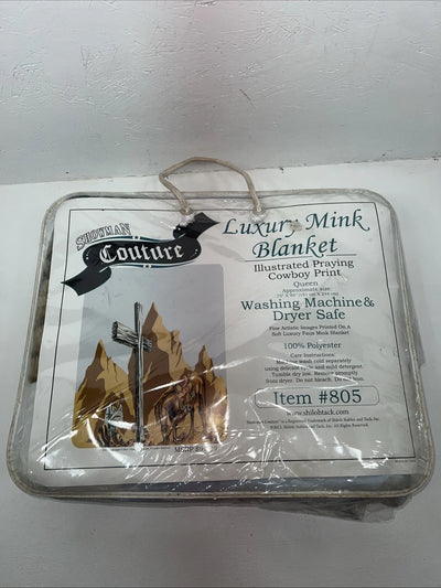 New Showman Luxury Mink Praying Cowboy Print 75”X96” Queen Blanket #805 MM-604
