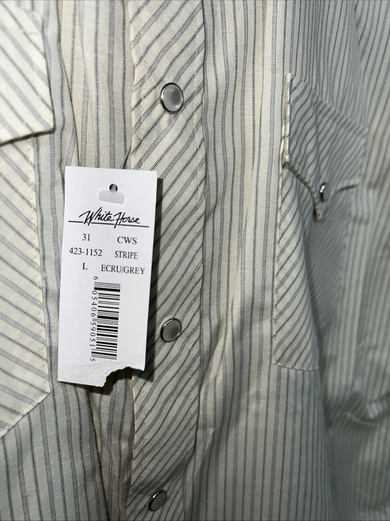 New Men’s White House Yellow Stripped Short Sleeve Pearl Snap Shirt. Large P-75