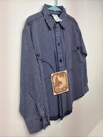 New Kids Denver Blue Stripe Long Sleeve Button Up Size 8 DD-135