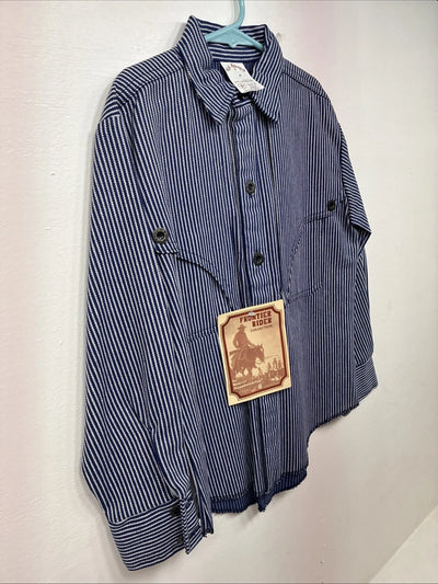 New Kids Denver Blue Stripe Long Sleeve Button Up Size 8 DD-135