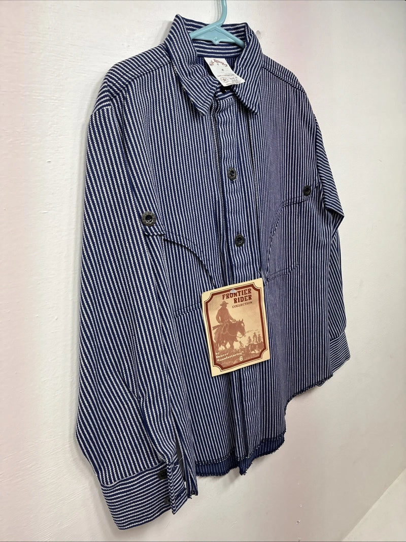 New Kids Denver Blue Stripe Long Sleeve Button Up Size 8 DD-135