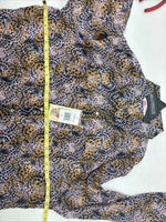 New Women’s Cumberland Purple Yellow Print Long Sleeve Pearl Snap 2XL GG-40
