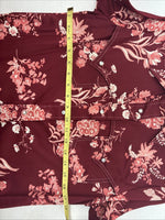 New Women’s Lee Red Floral Long Sleeve Pearl Snap Medium KK-6