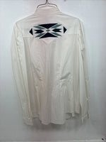 New Women’s H Bar C White Designed Long Sleeve Button Up Size 36 KK-35