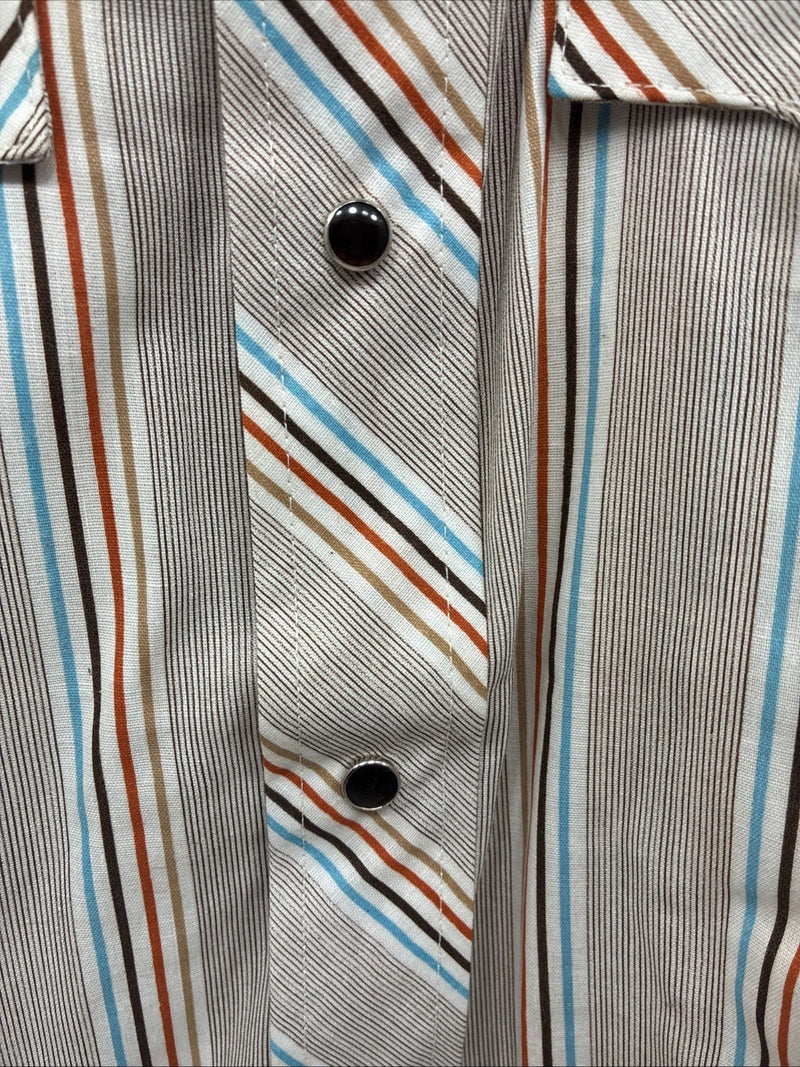 New Men’s Tem Tex Multicolor Stripe Long Sleeve Pearl Snap 16.5 X 34 Large R-18