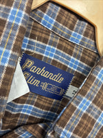 New Kids Panhandle Slim Brown Plaid Long Sleeve Pearl Snap Size 12 CC-88