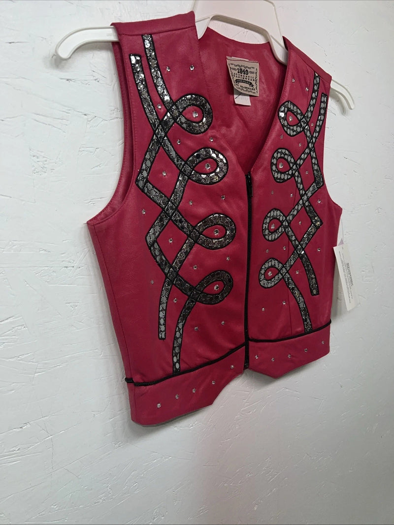New Women’s Pink 1849 Authentic Ranchwear Western Show Vest XXS E-605
