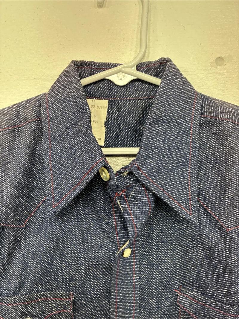 New Boys Panhandle Slim Blue Jean Long Sleeve Pearl Snap Size 12 DD-114