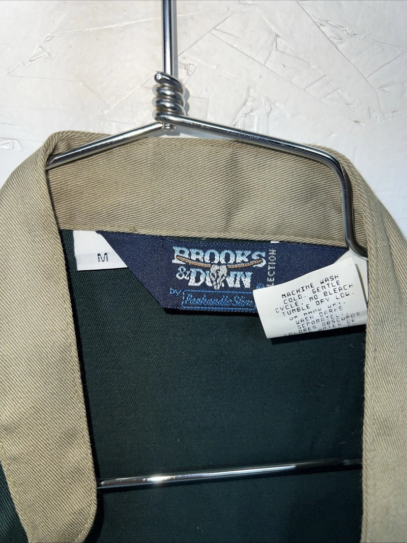 New Men’s Brooks&Dunn Green Short Sleeve Button Up Shirt Shoulder Pads. M S-37