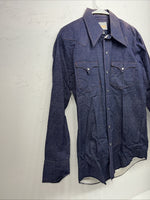 New Men’s Karman Western Wear Denim Pearl Snap Long Sleeve Shirt. 15.5x33 M I-24