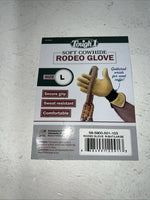 New Tough 1 Yellow Soft Cowhide Rodeo Bronc Glove Large #58-5900 FF-1