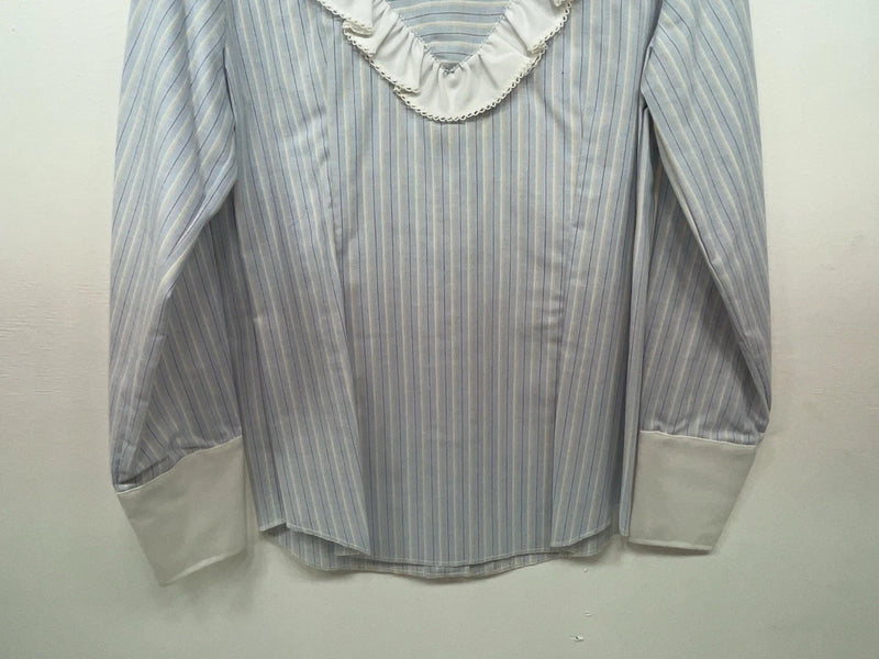 New Women’s Blue Striped H Bar C Long Sleeve Button Up Shirt #20119 3B-33