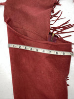 NOS Burgundy Show Chaps With Fringe Adjustable Waist 35” N-19