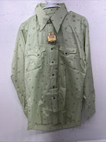 New Mens Green HbarC Ranchwear Pearl Snap Long Sleeve Shirt. Medium I-30