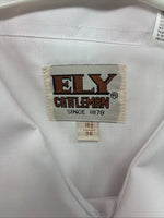 New Men’s ELY Cattleman White Long Sleeve Pearl Snap 16.5 X 36 Large AA-70