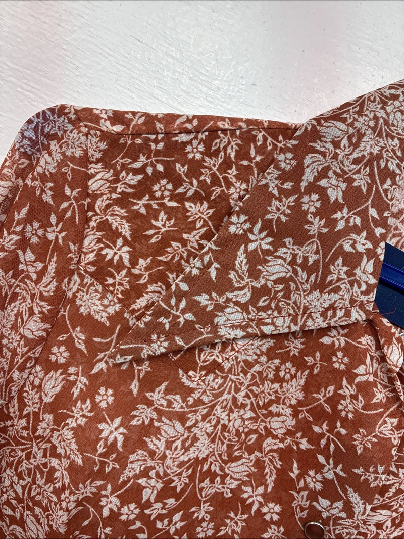 New Women’s Panhandle Slim Orange Long Sleeve Pearl Snap size 32 MM-2