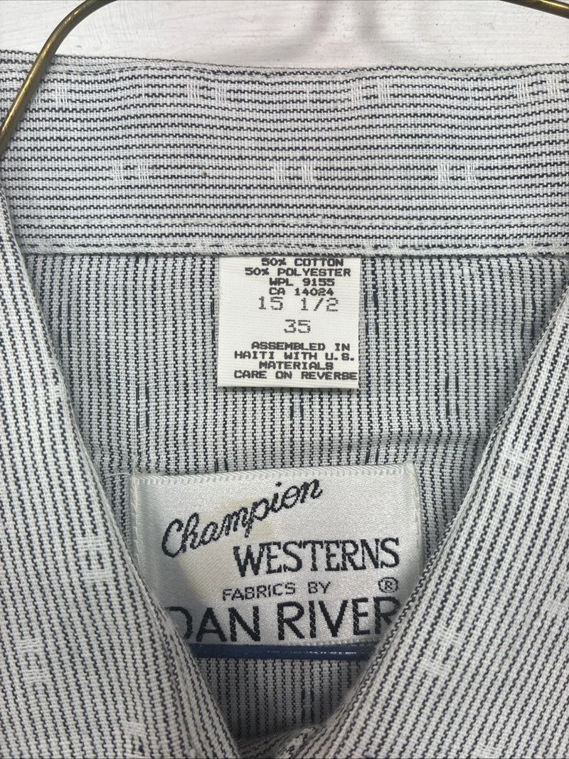 New Men’s Champion Western Gray Long Sleeve Pearl Snap Shirt 15.5 Medium V-60