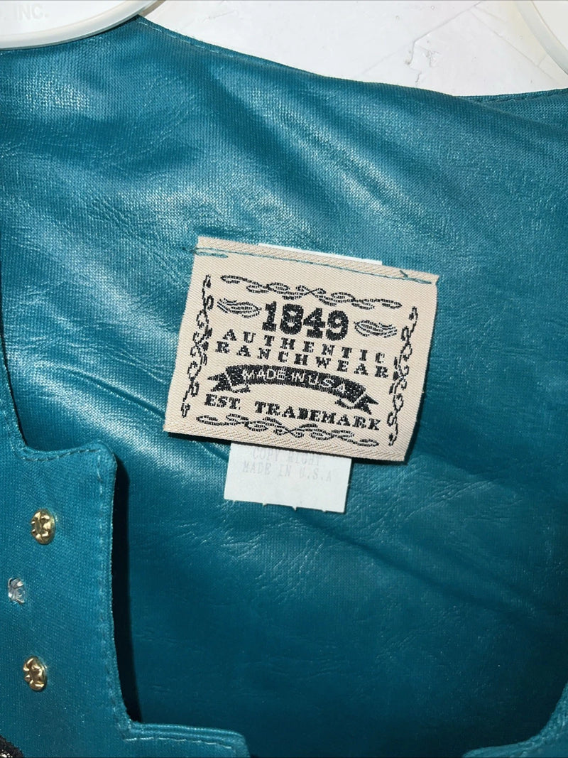 New Woman’s 1849 Authentic Ranchwear Blue Horse Western Show Vest XXS G-600