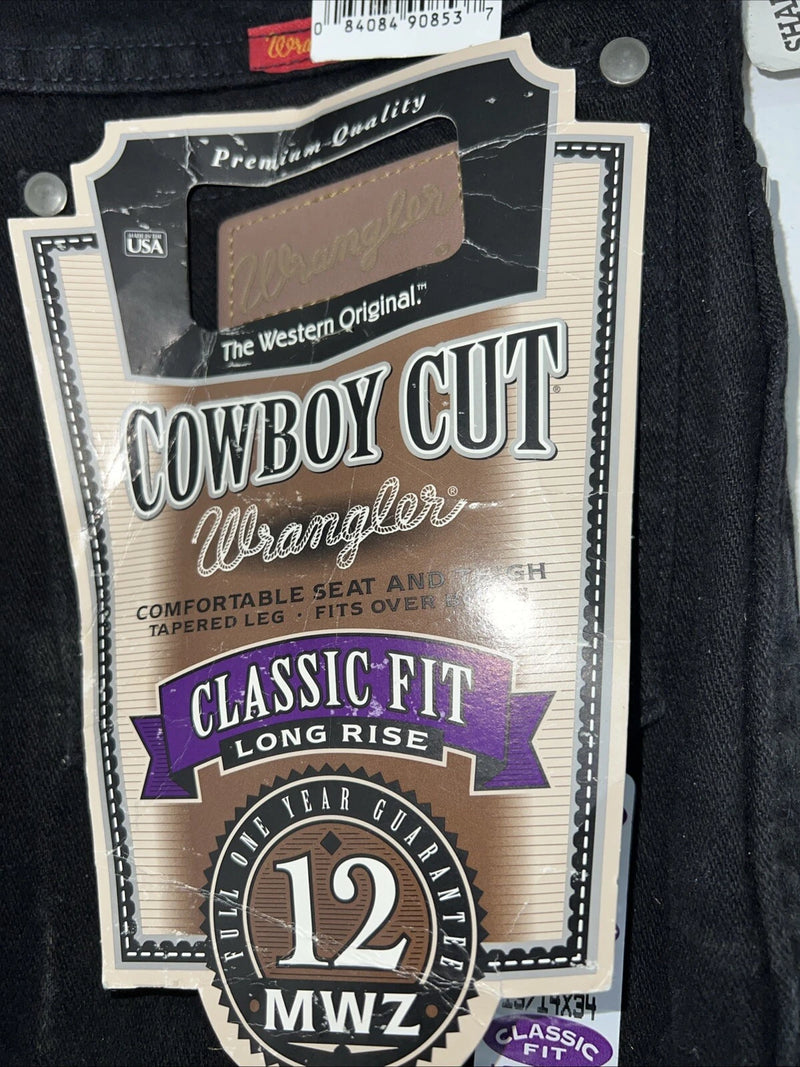 New Men’s Black Cowboy Cut Classic Fit Wrangler Jeans. 13/14x34 G-1