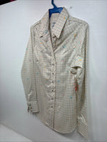 New Women’s Dickson Jenkins Yellow Printed Long Sleeve Pearl Snap Size 30 KK-12