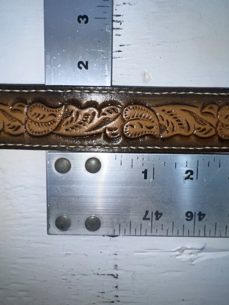 New Brown Genuine Leather Wright Tooled 20” Belt #10235 NN-92