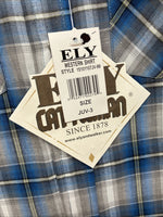 New Toddlers ELY Cattleman Blue Plaid Long Sleeve Pearl Snap JUV-3 DD-17