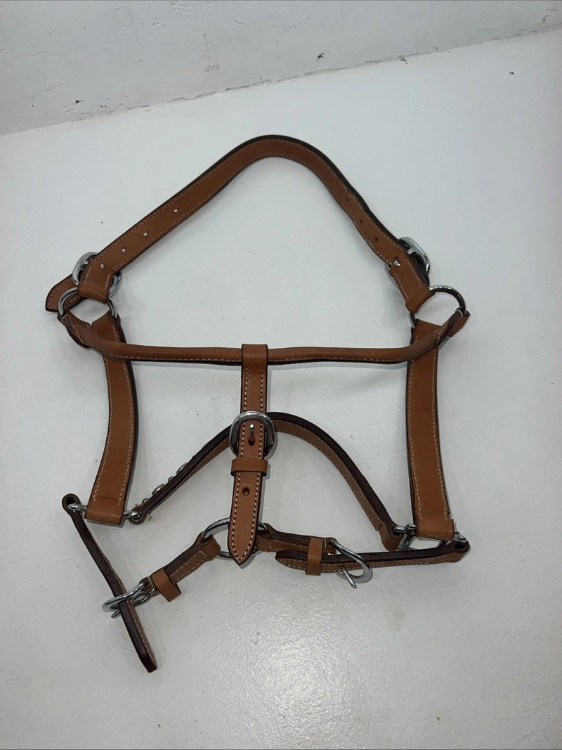 New Light Oil Brown Leather Jewl Bling Full horse Show Halter 3C-17