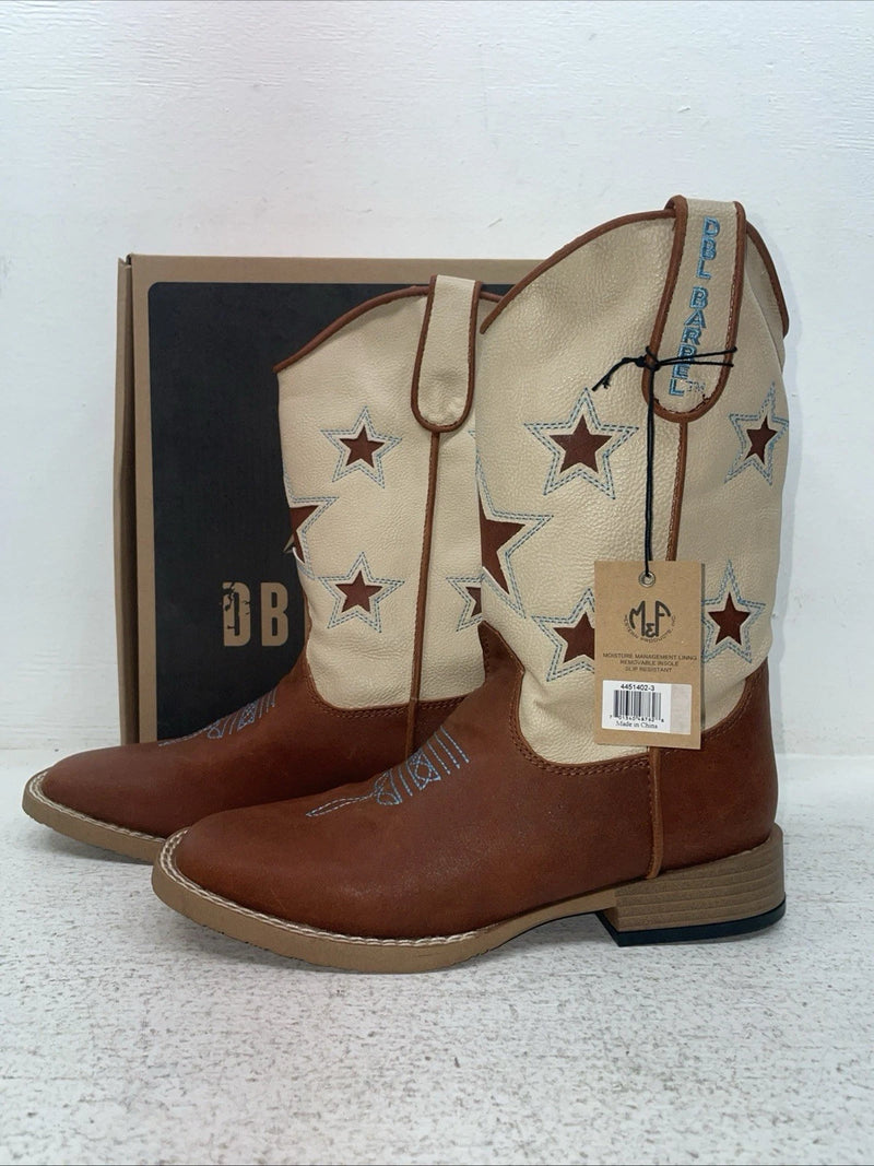 New Children’s Brown DBL Barrel Cowboy Boots. 4471402 3.5 3 1/2. 22-49