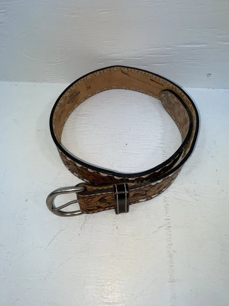 New Brown Genuine Leather Wright Tooled 28” Belt #10412 JJ-41