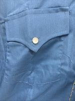 New Women’s Champion Western Blue Designed Long Sleeve Pearl Snap 16 Large T-88