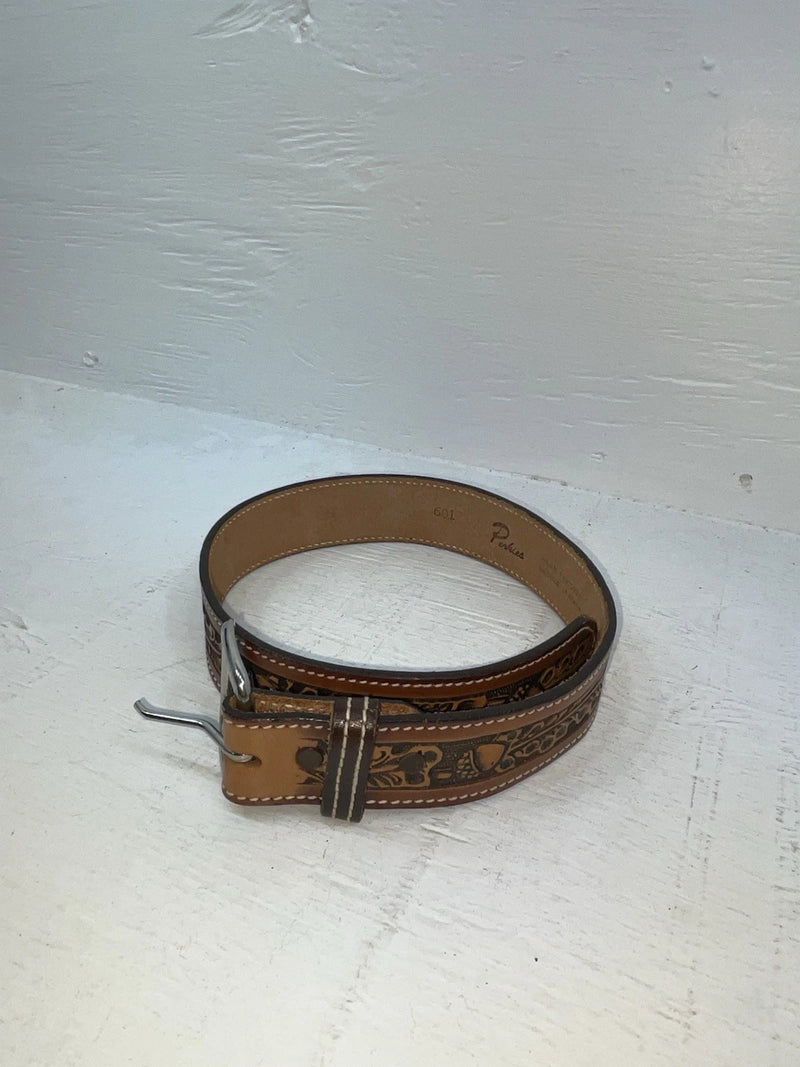 New Brown Genuine Leather Perkies Tooled 22” Belt #601 NN-90