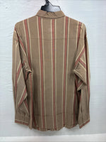 New Men’s Panhandle Slim Brown Red stripe Long Sleeve Button Up Large V-41