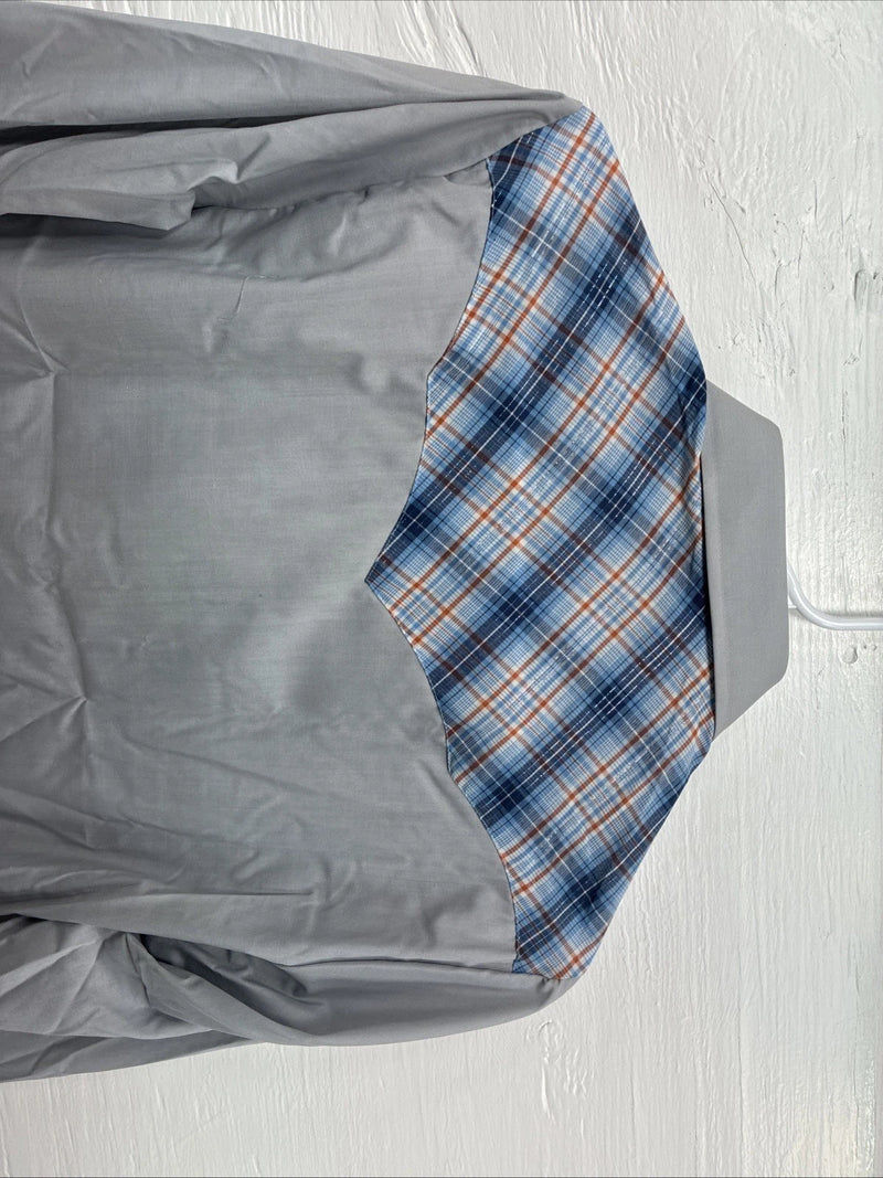 New Kids Champion Western Gray Plaid Long Sleeve Pearl Snap Size 18 CC-107