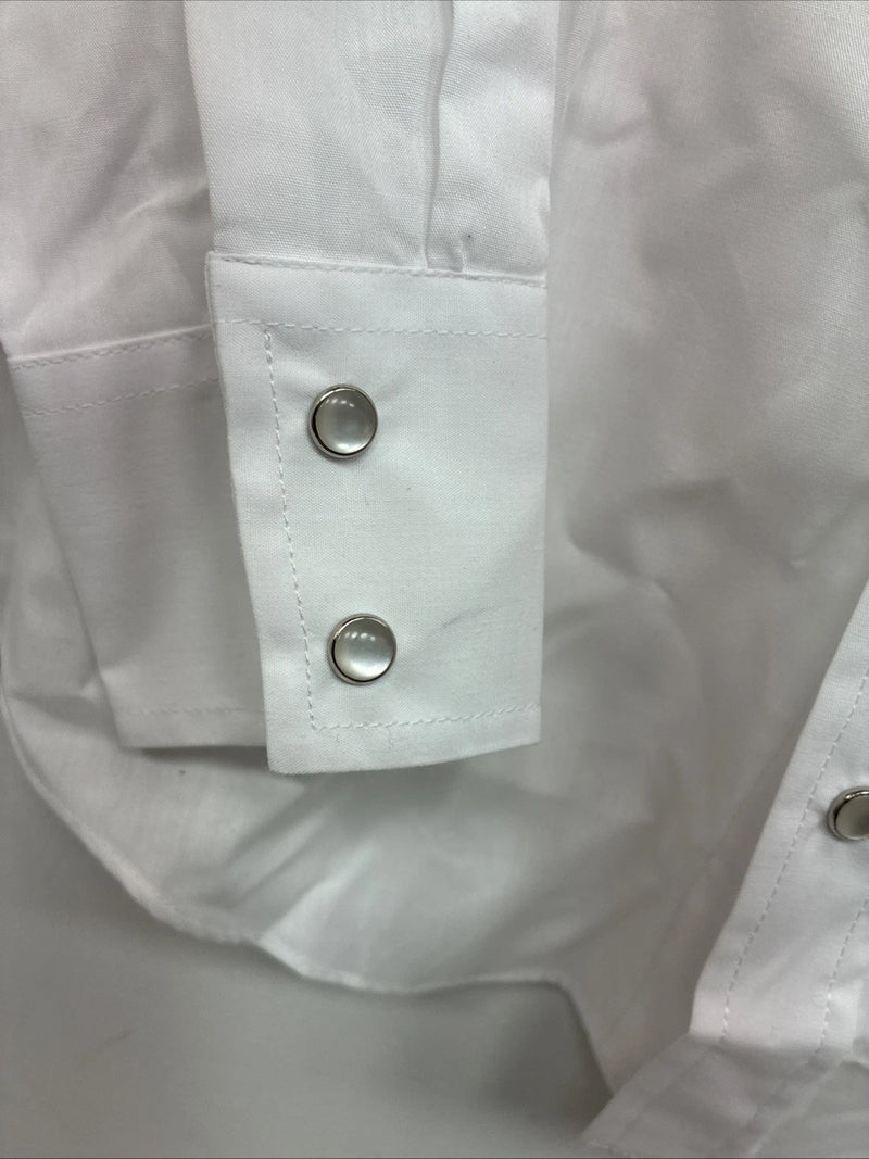 New Boys ELY Cattleman White Long Sleeve Pearl Snap Size 12 DD-110 