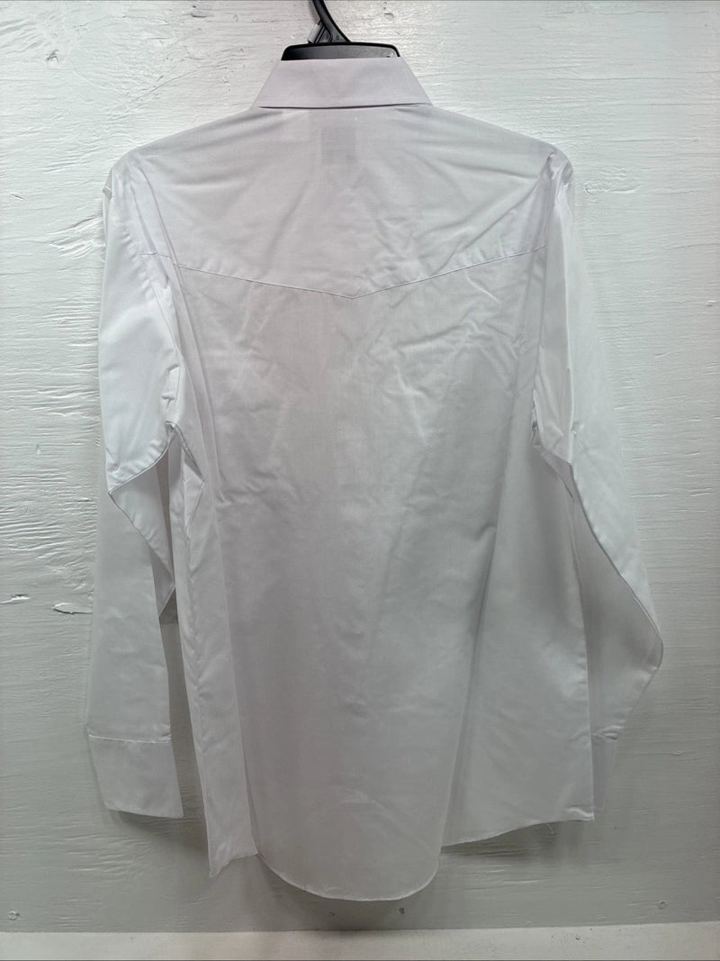 New Men’s ELY Cattleman White Western Long Sleeve Pearl Snap 16 X 35 Large T-62
