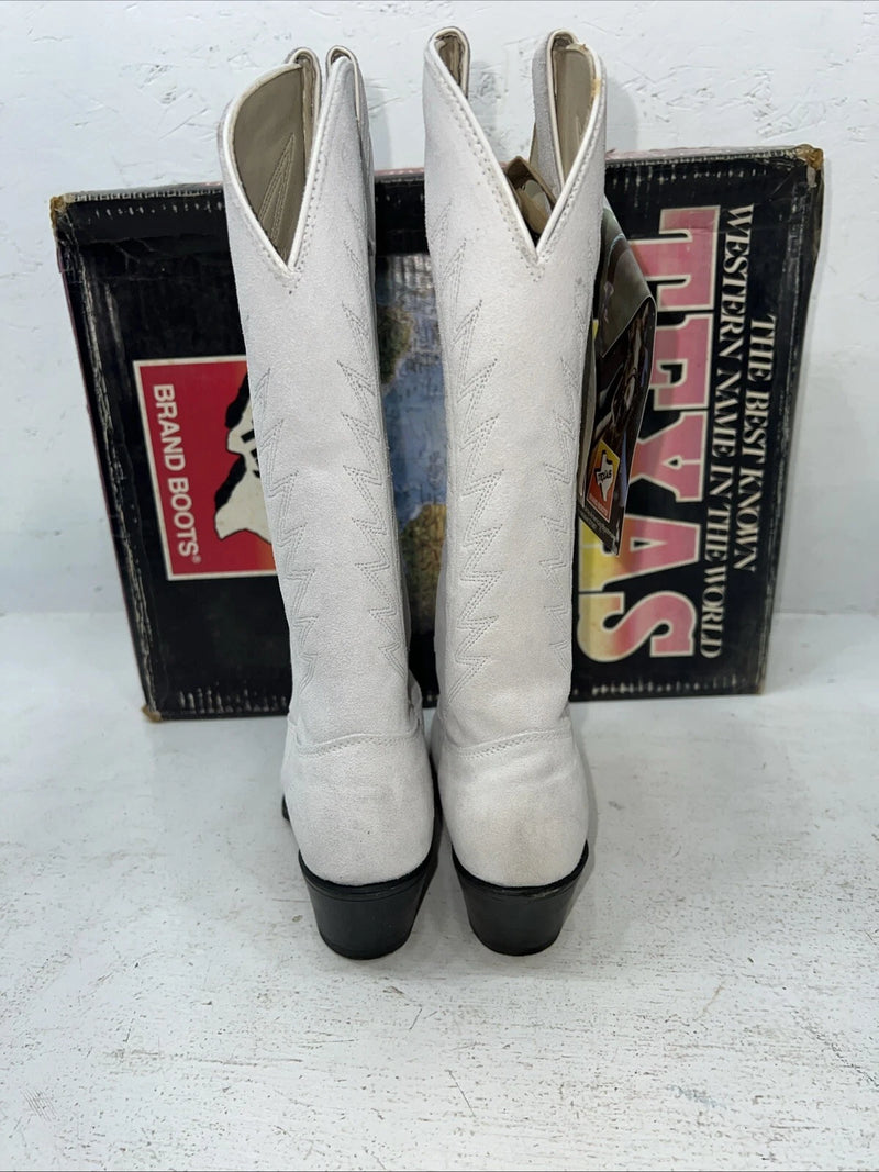 New Women’s White Texas Brand Cowboy Boots. L 198917 7.5 7 1/2 M. 17-25