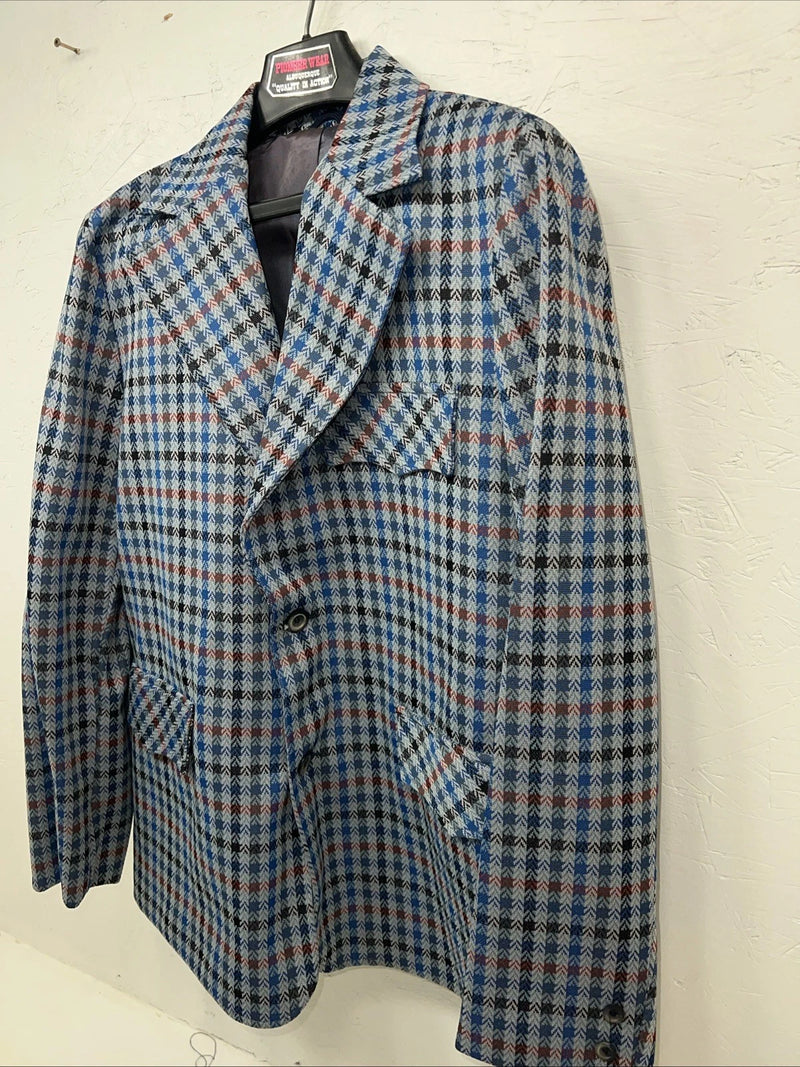 New Men’s Pioneer Wear Blue Plaid Suit Jacket 40 #574 LL-605