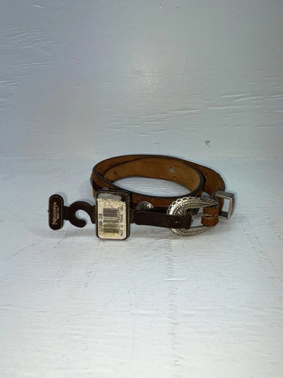 New Brown Genuine Leather Nocona Silver Pendent 28” Belt #399 JJ-143